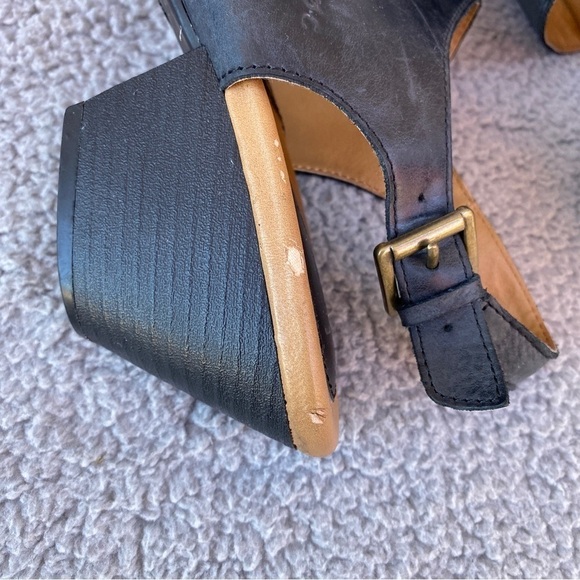 BOC Born Concept Emmeline Black Leather Strap Block Heels Sz 9 M - Picture 6 of 15